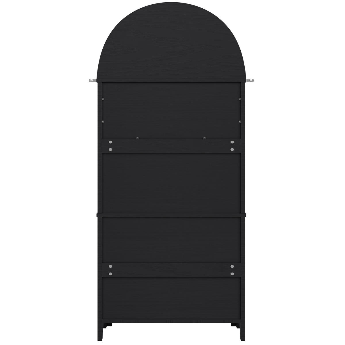 VYSOKÁ skříňka z MDF 70x35x180 cm černá se 3 zásuvkami, dvířky a otevřenou policí v obloukovém designu - černá, kompozitní dřevo (70/180/35cm) - Modfu