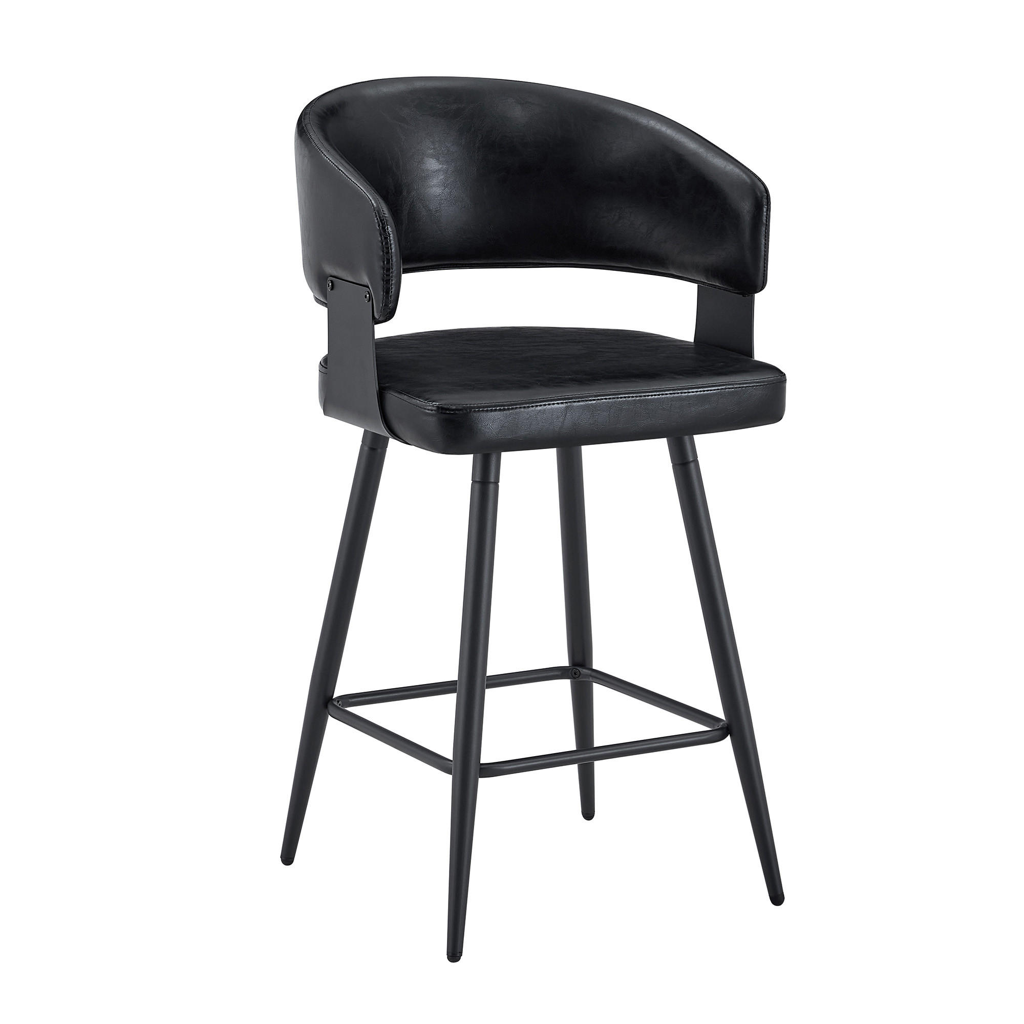 BARHOCKER DE-36675 2er-Set mit Kunstlederbezug und Metallgestell Schwarz - Schwarz, Metall (47/94.5/46cm) - ComfortXL