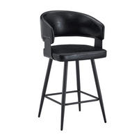 BARHOCKER DE-36675 2er-Set mit Kunstlederbezug und Metallgestell Schwarz - Schwarz, Metall (47/94.5/46cm) - ComfortXL