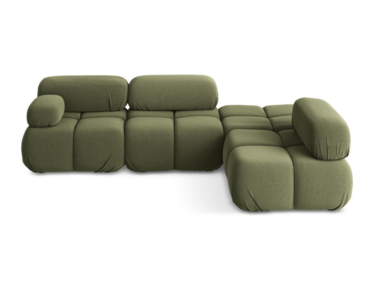 ECKSOFA Rechts Samt Stoff Grün - Schwarz/Olivgrün, Kunststoff/Textil (285/190cm) - Makamii