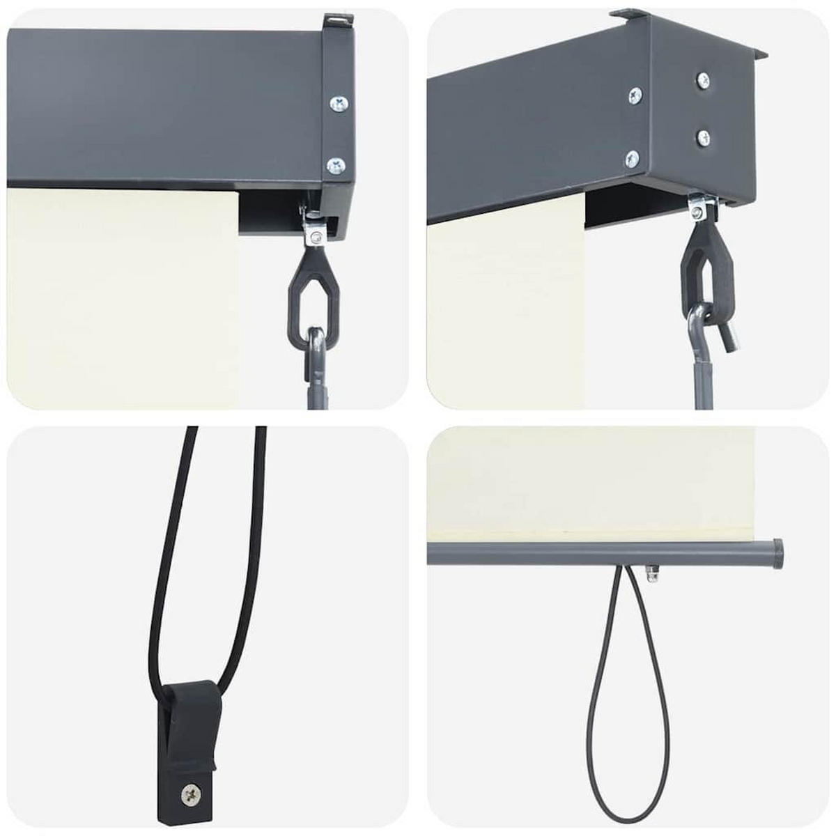 ROLLO Gestreift Verstellbar 200/250 cm aus Stoff Crème - Creme, Textil (200/250cm) - vidaXL