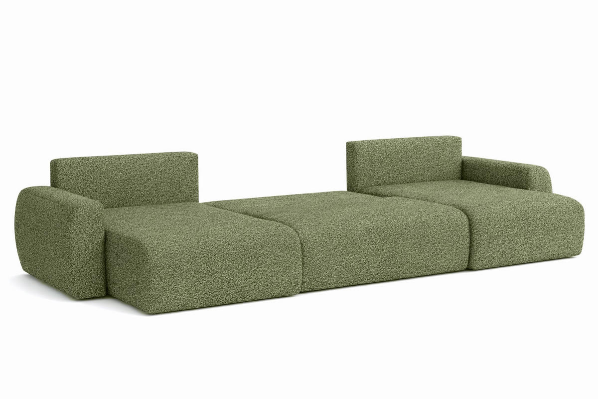 ECKSOFA Mit Schlaffunktion Und Bettkasten U-Form Ariel U, Chenille-Stoff Artico, Moss - Hellgrün, Holz (342/142cm) - Kaiser Möbel