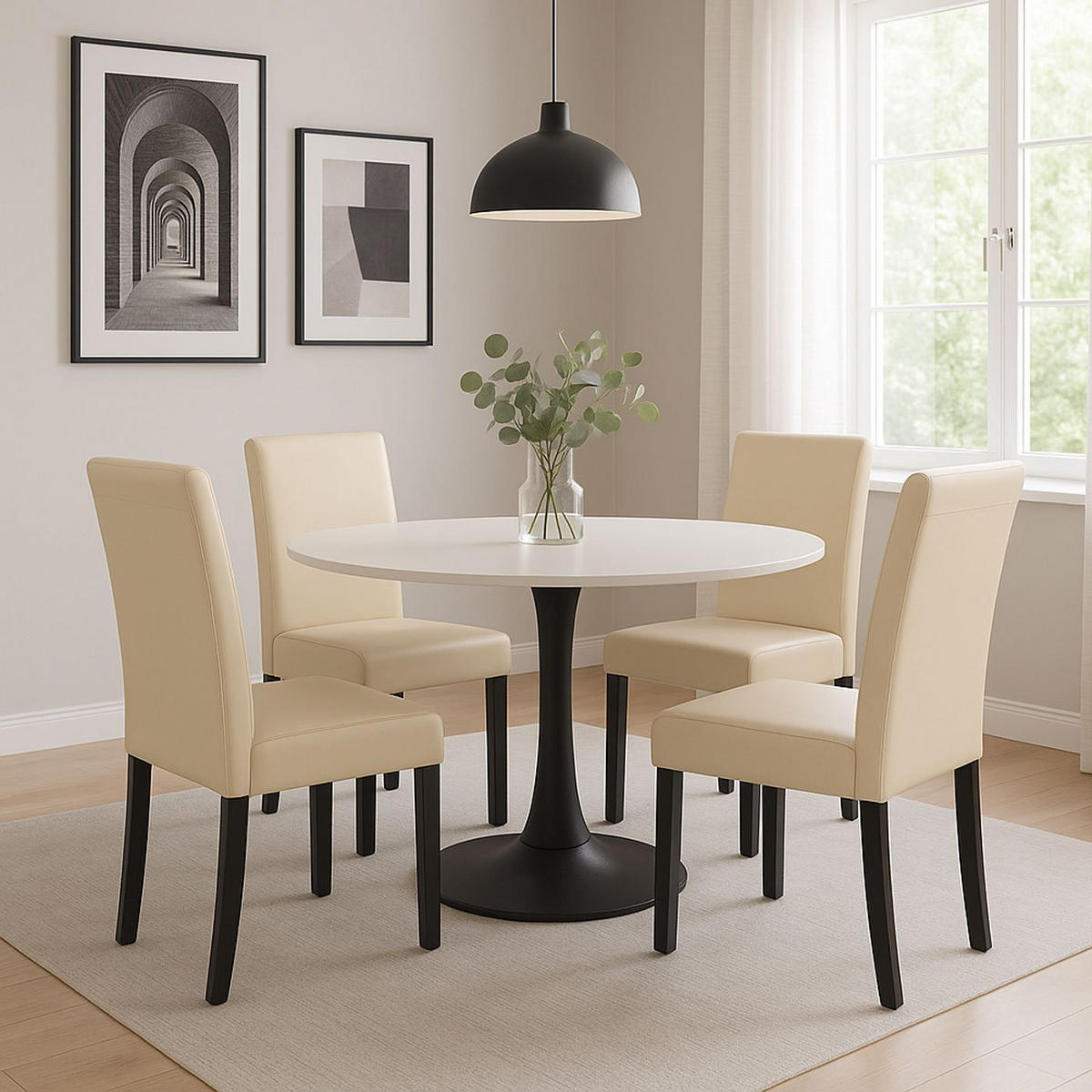 ESSZIMMERSTUHL Beige, Schwarz - Beige/Creme, Textil (43/90/56cm) - MCW