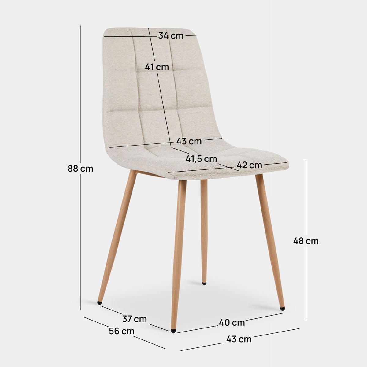 ESSZIMMERSTUHL Ailan Beige 43 cm x 88 cm 4er-Set - Beige, Textil (43/88/56cm) - Klast Home