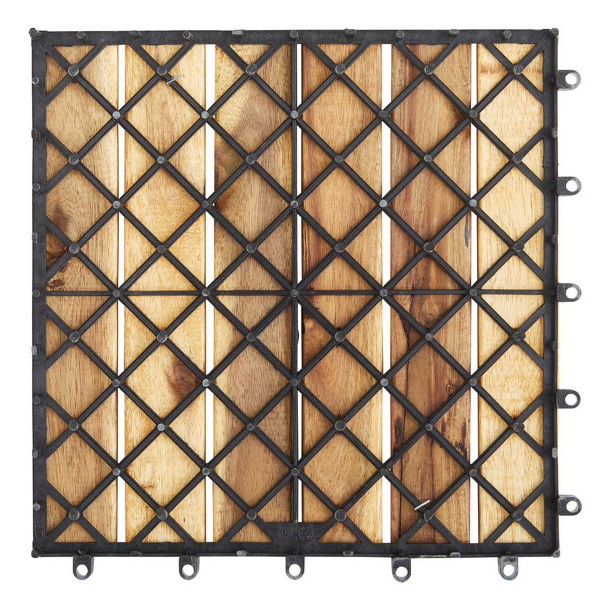 TERRASSENFLIESE - Akazie massiv - 33er-Set - Akaziefarben, Holz/Kunststoff (30/30/2.4cm) - home24