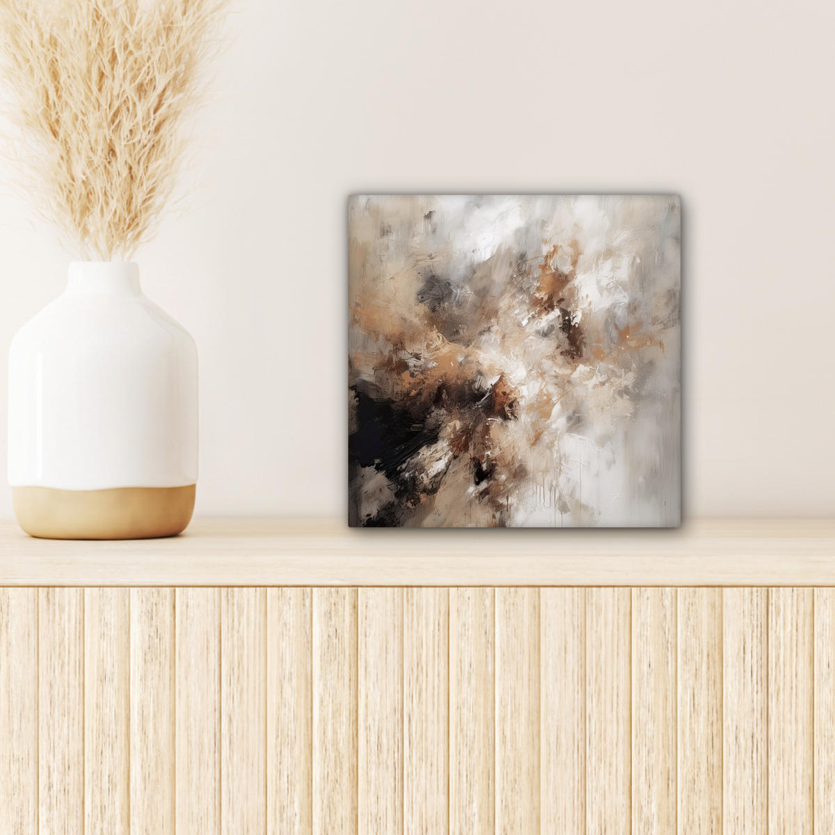 LEINWANDBILD - Farbe - Abstrakt - Beige - Kunst - 20x20 - Wandbilder - Greige, Textil (20/20cm) - MuchoWow