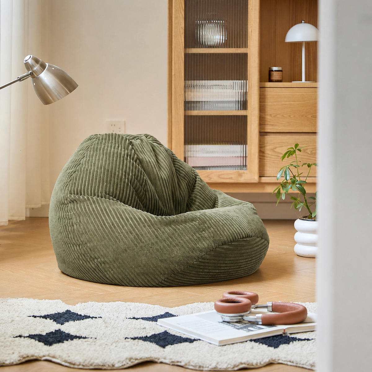 POUF kord Grün - Grün, Textil (85/50/85cm) - Nordlys