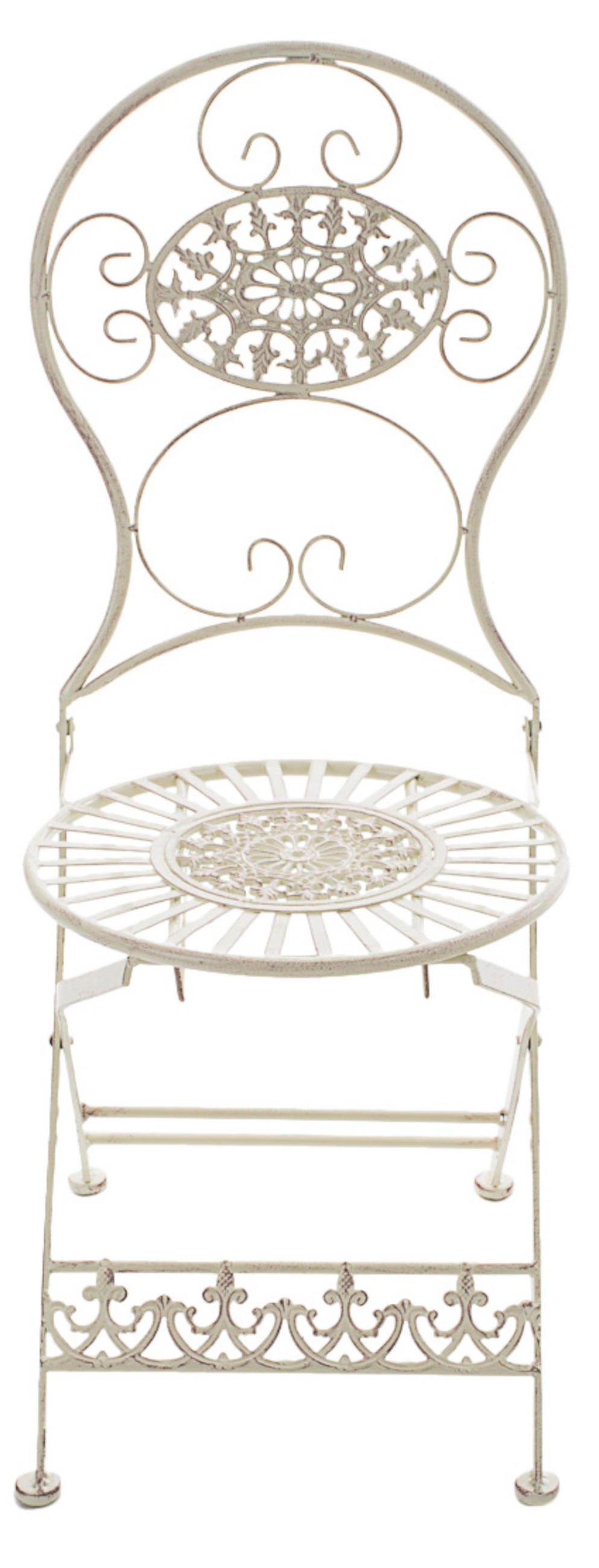 GARTENKLAPPSTUHL 2er Set Metall antik-creme - Creme, Metall (43/91.5/50cm) - CLP