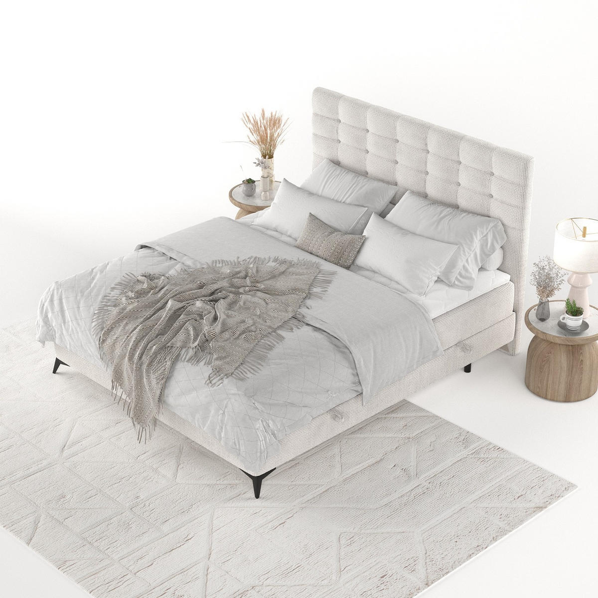 BOXBETT Niro 120/200 cm Creme im Bonita Stoff - Creme/Schwarz, Holz/Holzwerkstoff (120/200cm) - AltaBeds