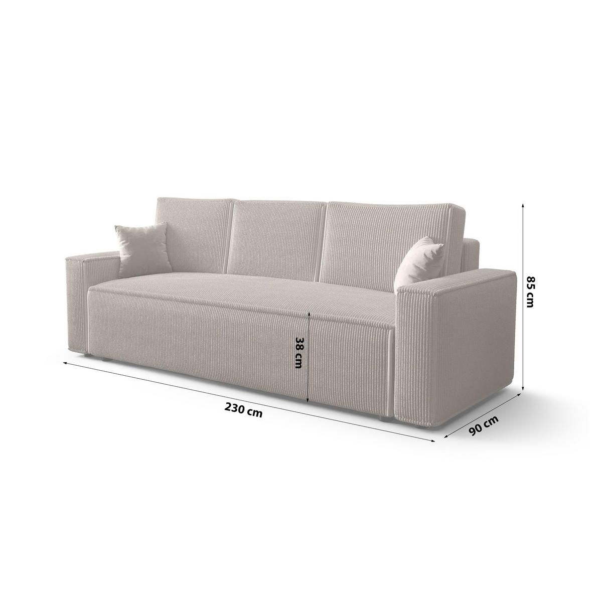 SCHLAFSOFA mit Bettkasten Eldon Beige - Beige, Textil (230/89/85cm) - Fedve