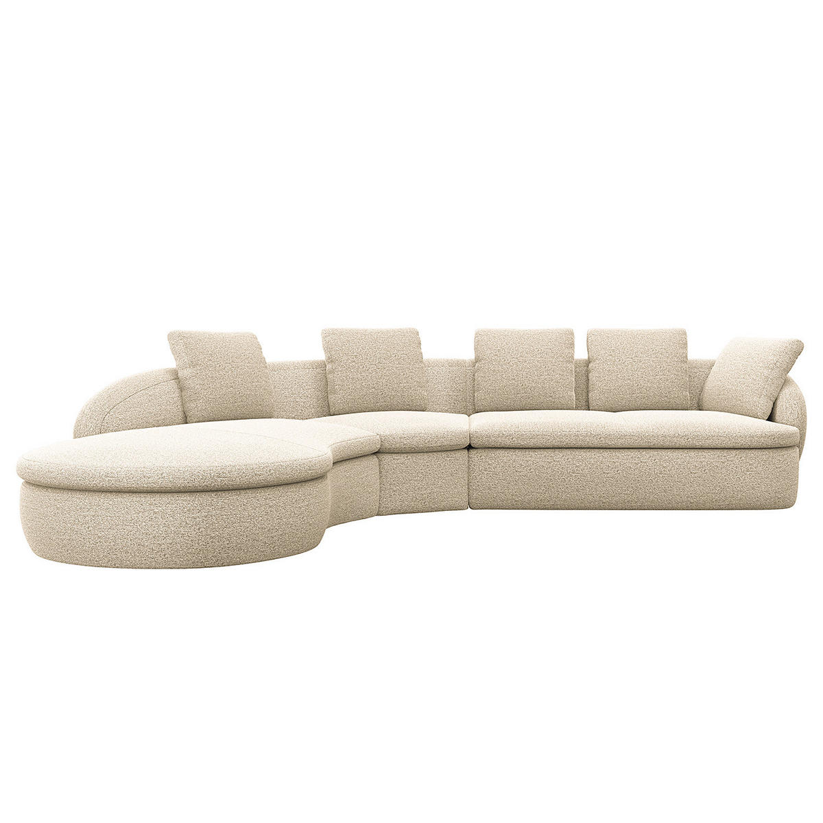 ECKSOFA mit Rundecke - Creme/Schwarz, Kunststoff/Textil (340/225cm) - home24