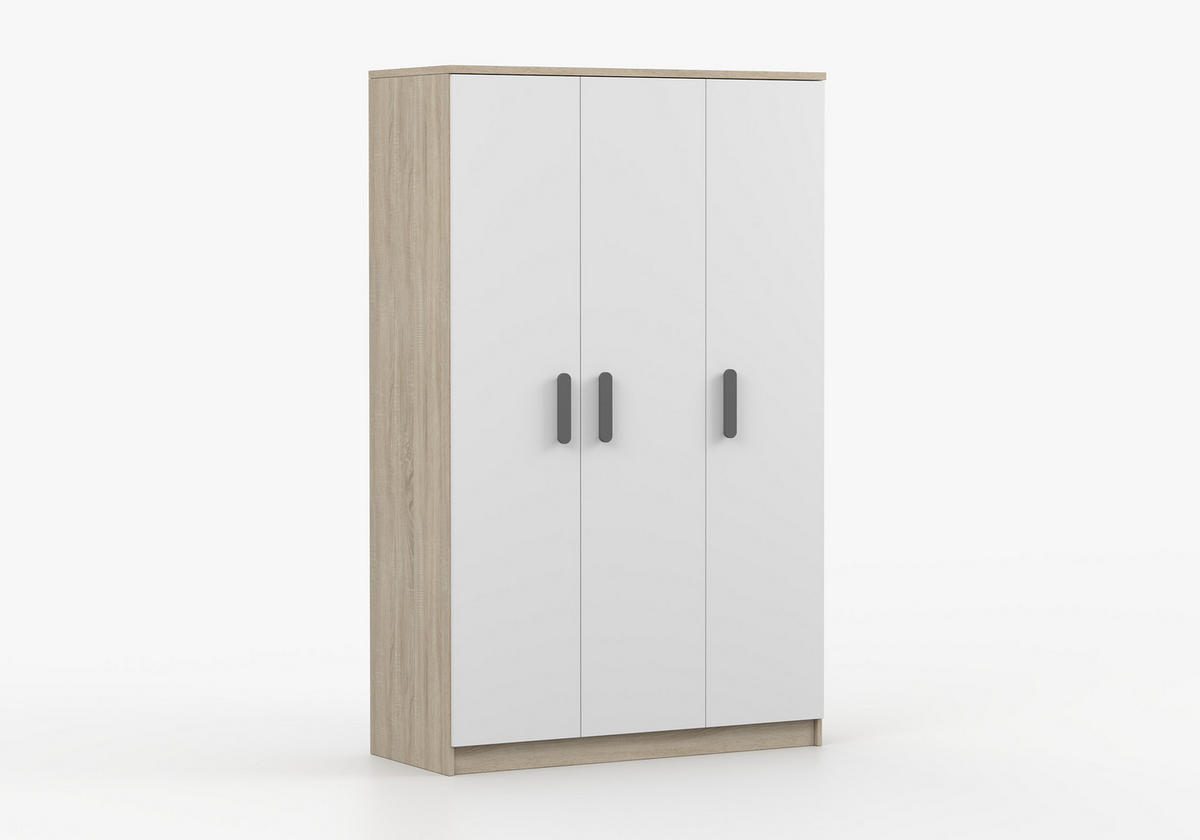 JUGENDZIMMER Elora in Eiche und Weiß – 6-teiliges Set – Grifffarbe Grau - Braun, Holzwerkstoff (80/200/120cm)