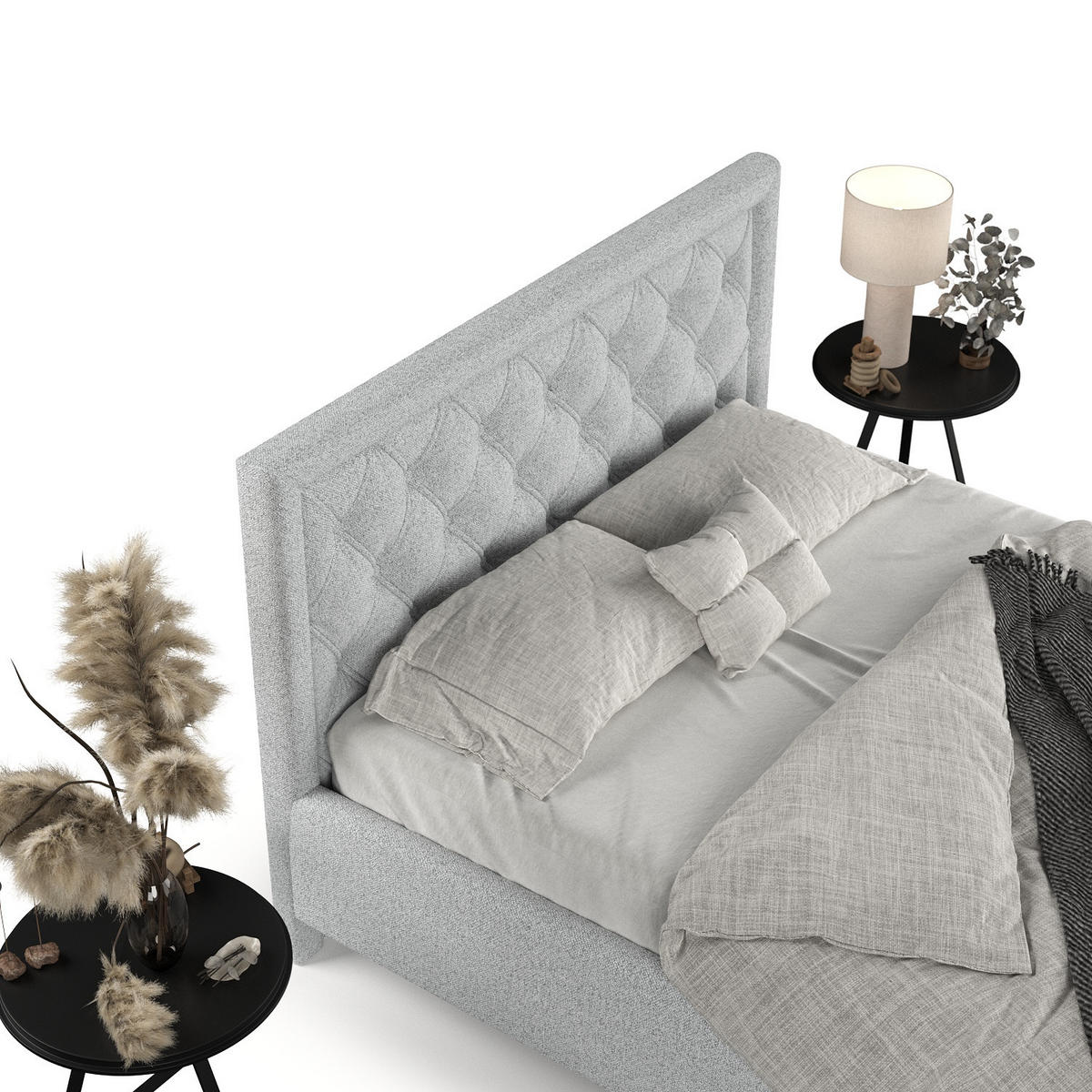 POLSTERBETT Lido 120/200 cm Hellgrau im Riva Stoff - Hellgrau/Naturfarben, Holz/Holzwerkstoff (120/200cm) - AltaBeds