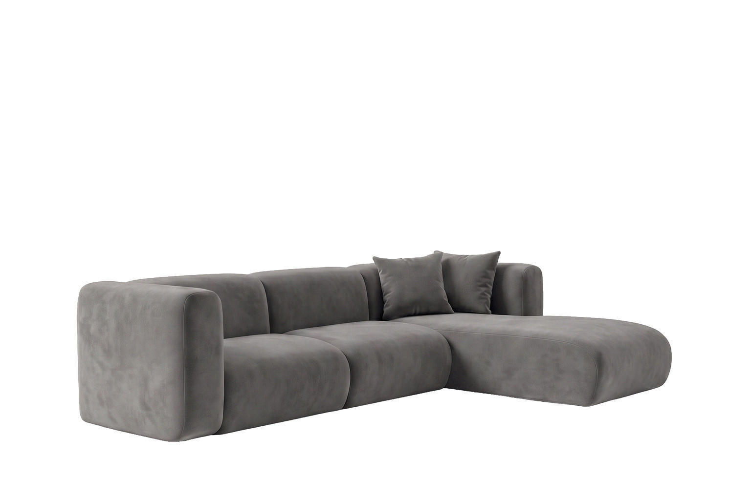 ECKSOFA L-Form, Velvet-Stoff Bluvel, Aschgrau, Rechts, GRETA - Grau, Holz (318/179cm) - Kaiser Möbel