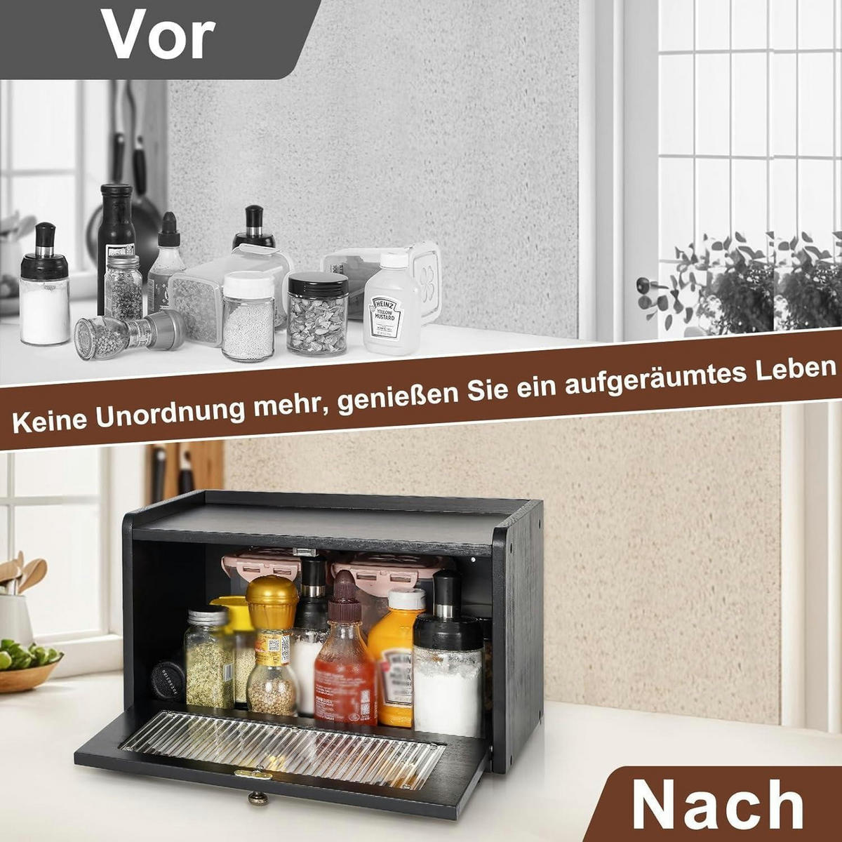 BROTKASTEN Holz Schwarz 36.5x23.5x22cm - Braun, Holz (23.5/22/36.5cm)