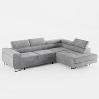 ECKSOFA VEMO EDGE Rechts Grau Velour-Stoff mit Bettkasten und Schlaffunktion - Grau, Textil (270/200cm) - Barchello