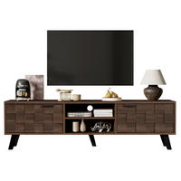 TV stolek 160,5/35,5/45 cm s 2 dvířky a 2 otevřenými policemi, tlumené panty, Dub - hnědá, kompozitní dřevo (160.5/45/35.5cm) - Redom