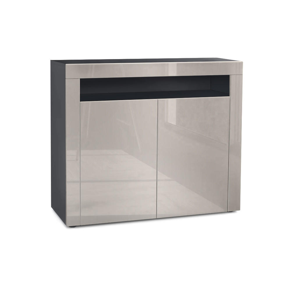 KOMMODE Valencia Sandgrau Hochglanz / Sandgrau Hochglanz - Sandfarben, Holzwerkstoff (108/92/40cm) - Vladon