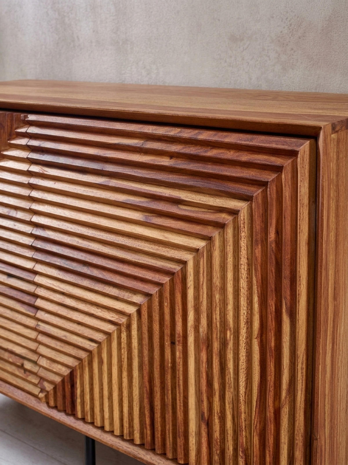 SIDEBOARD – "Harmony", Massivholz mit Metalldetails, viel Stauraum - Schwarz/Braun, Holz/Metall (100/71/40cm) - KADIMA DESIGN