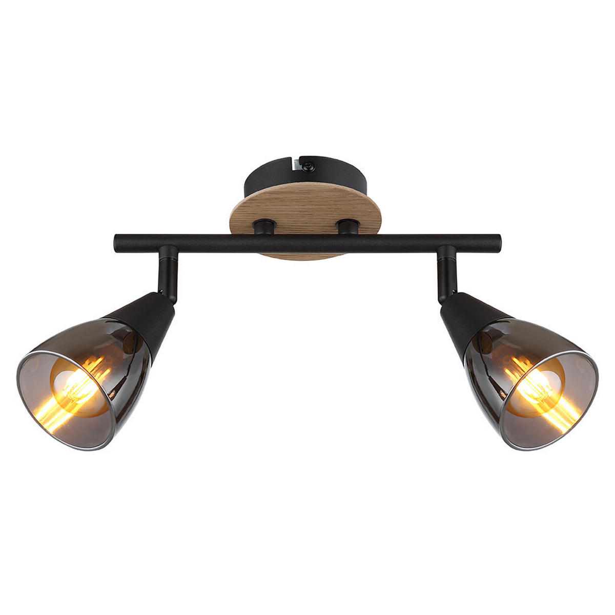 DECKENLEUCHTE Metall Glas Schwarz - Schwarz, Holz (25.5/10/19.5cm) - Globo Lighting