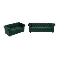 SOFAS 3-Sitzer & 2-Sitzer - Samt - Grün - CHESTERFIELD - Grün, Textil (205/72/88cm) - Vente-Unique