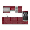 KÜCHENZEILE Fame-Line Bordeaux Hochglanz/Weiß 280 cm, AP Anthrazit - Bordeaux/Weiß, Holzwerkstoff (280/81.6/60cm) - Vicco