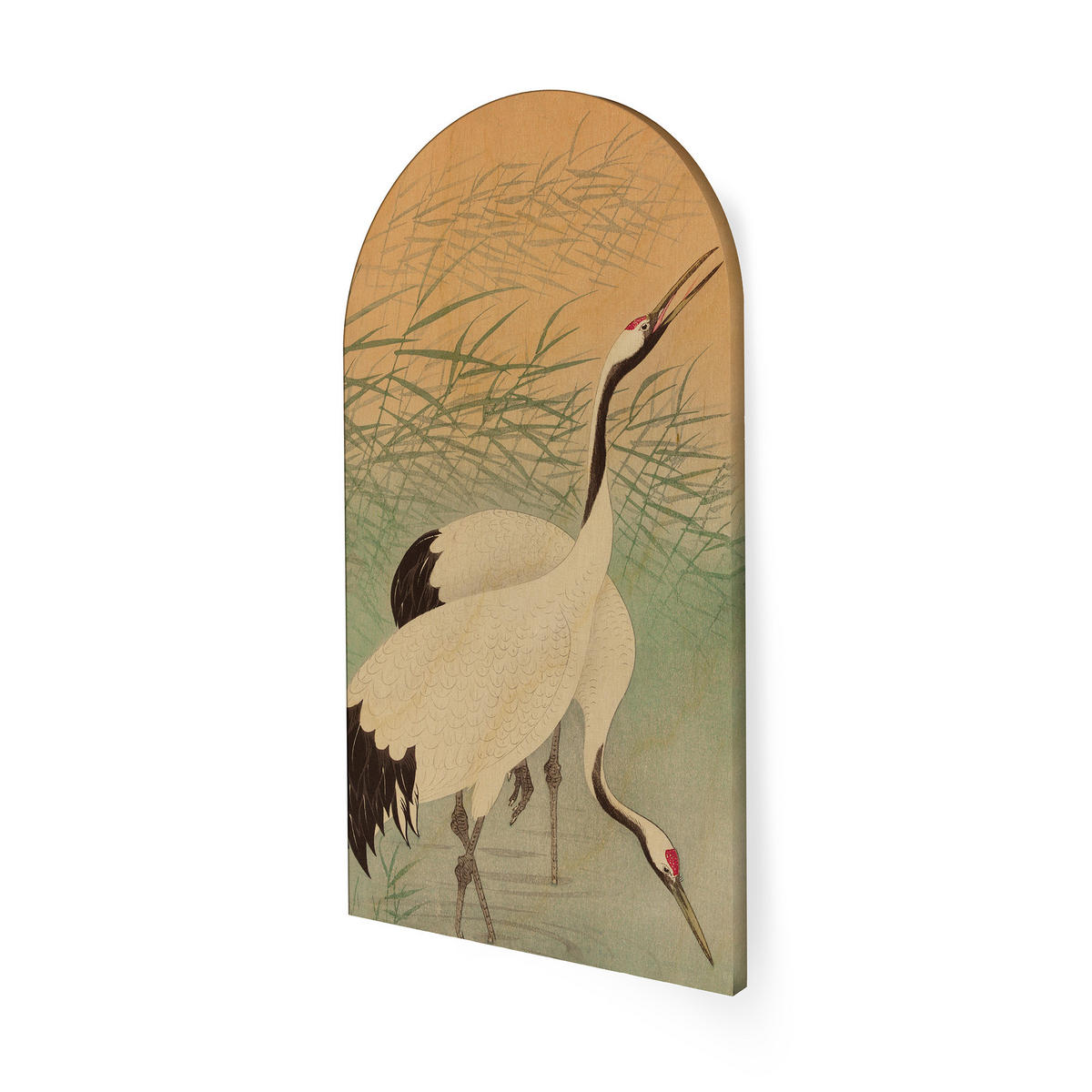 LEINWANDBILD Kraniche am Morgen 100x54cm - Beige/Grün, Wellpappe (54/1cm) - Art for the Home