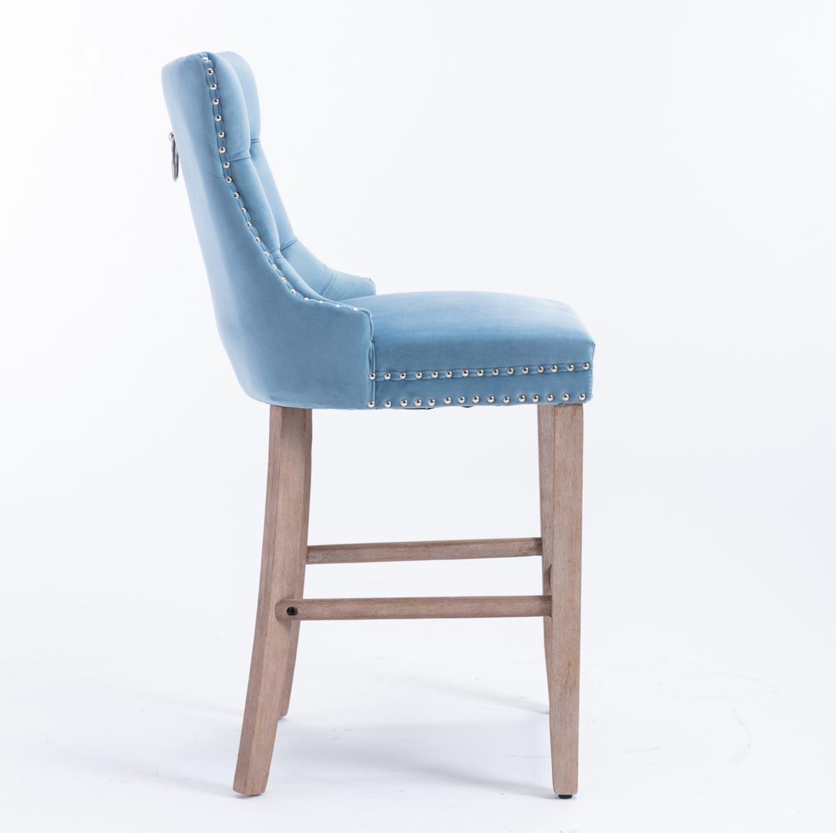 BARHOCKER 2er-Set Samt mit hoher Rückenlehne Hellblau - Hellblau, Holz (50/103/60cm) - Meubliv
