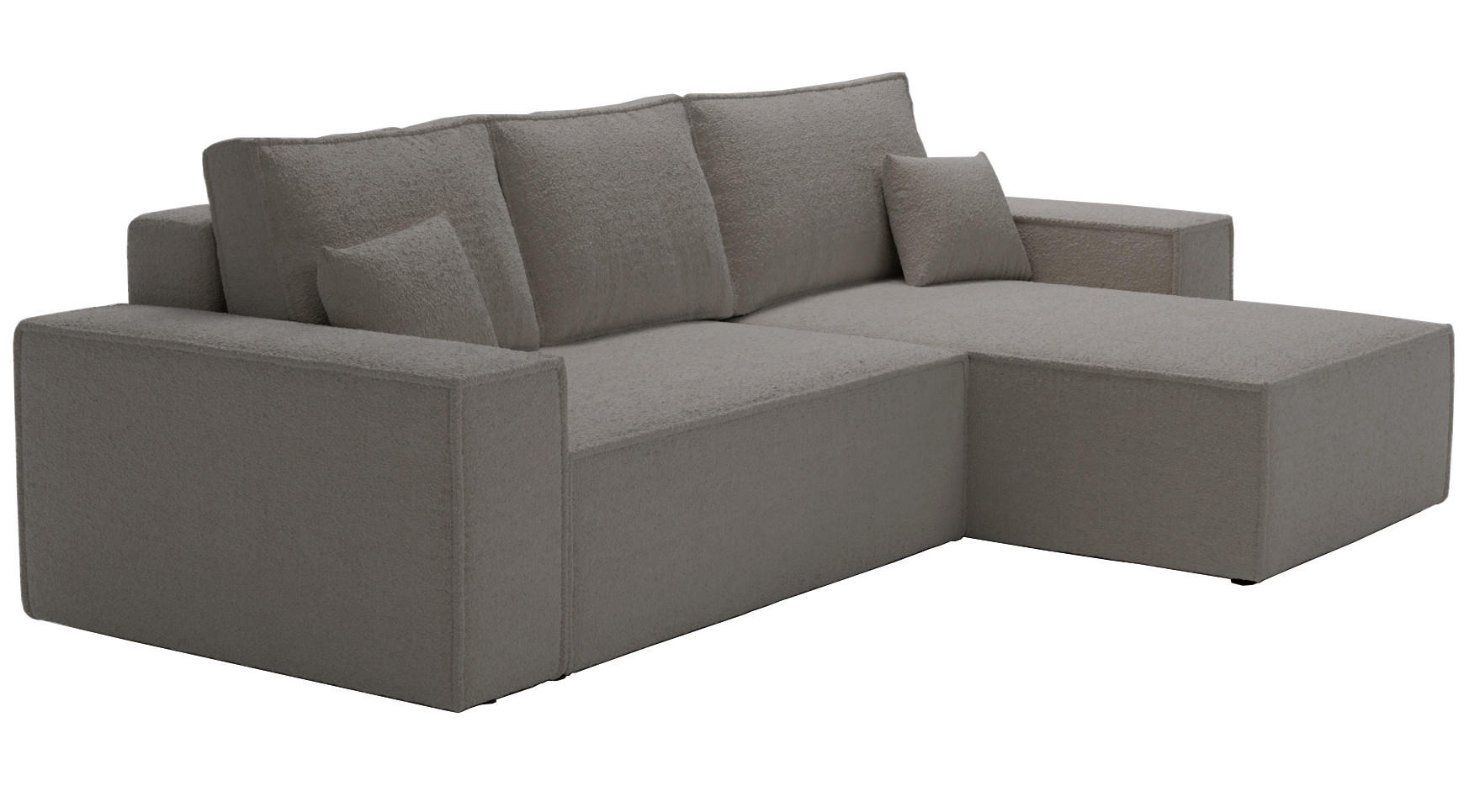 ECKSOFA Bouclé 280 cm Bergamo L mit Bettkasten, Schlaffunktion, Rechts - Dunkelgrau - Dunkelgrau, Holz (189/277cm) - Emporius