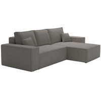 ECKSOFA Bouclé 280 cm Bergamo L mit Bettkasten, Schlaffunktion, Rechts - Dunkelgrau - Dunkelgrau, Holz (189/277cm) - Emporius
