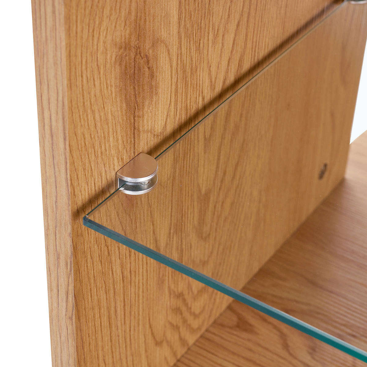 COUCHTISCH 100/60/42 cm in Naturholzoptik aus MDF und Glas mit Stauraum - Naturfarben, Holzwerkstoff (100/60/42cm) - OKMYHOME
