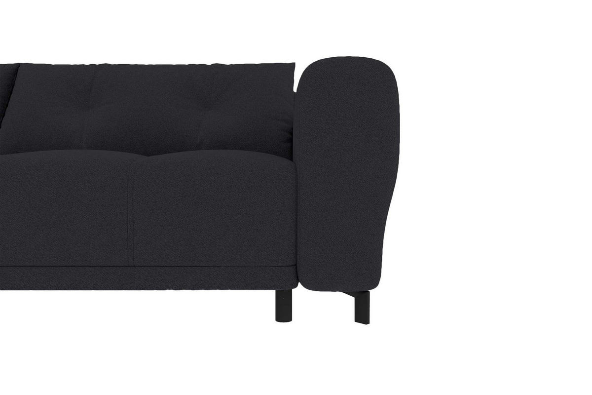 ECKSOFA Massimo Strukturstoff Schwarz inkl. Schlaffunktion Links - Schwarz, Textil/Metall (246/177cm) - 99rooms