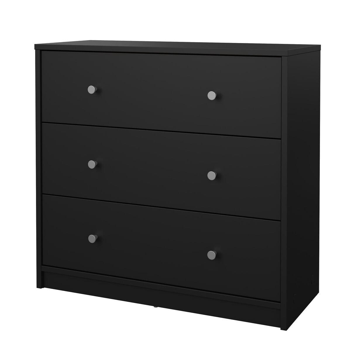 51. KOMMODE mit 3 Schubladen lise 72,4/30,1/68,3 cm - Schwarz, Holzwerkstoff (30.1/68.3/85.2cm) - Calicosy