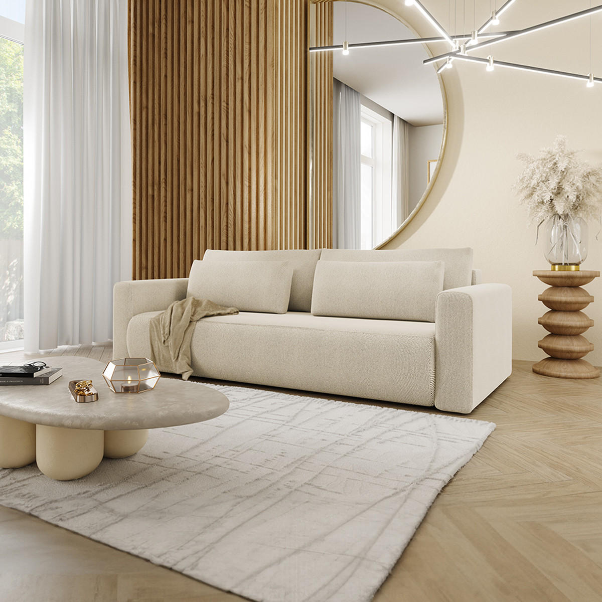 SOFA Evy 3 Sitzplätze Beige - Beige, Holz (238/82/105cm) - Petits-meubles