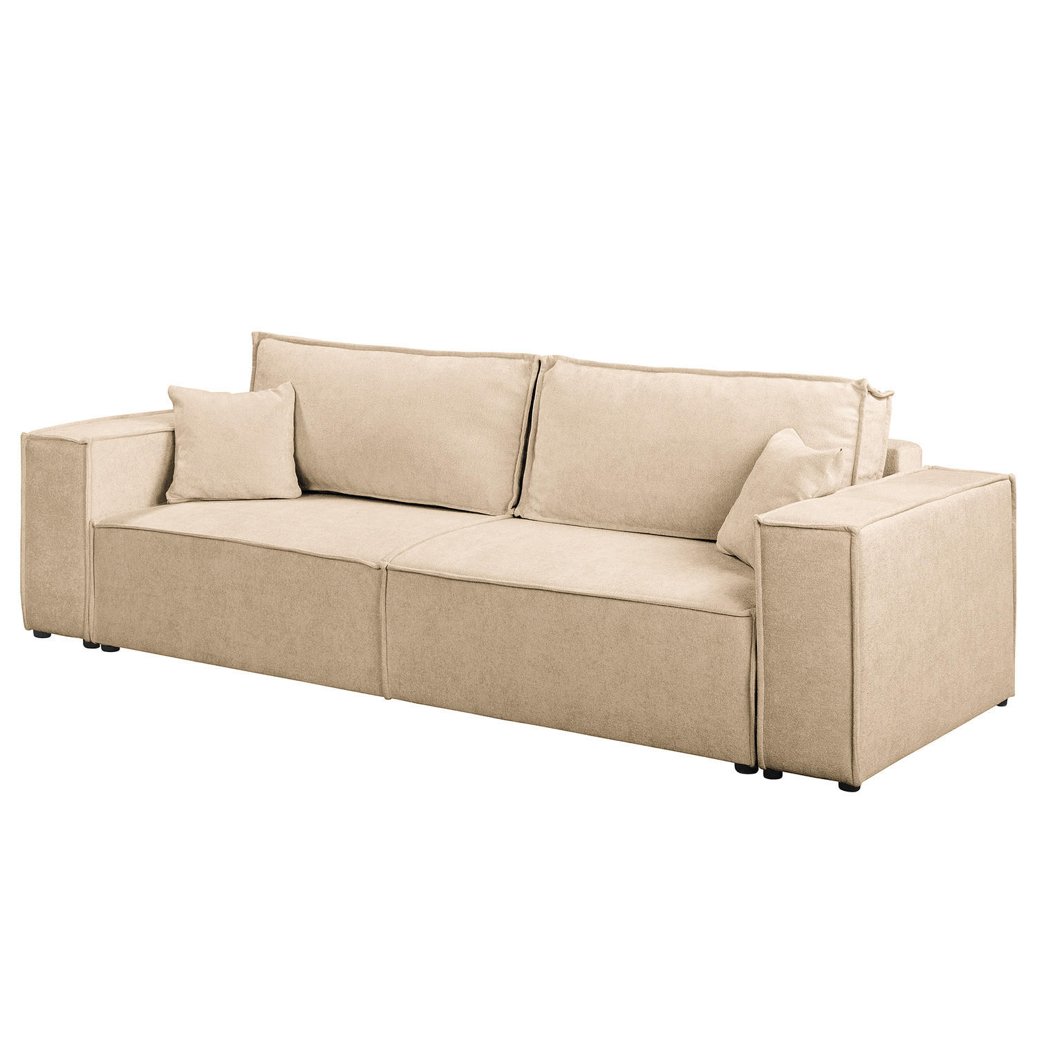 SCHLAFSOFA - Bouclé - Beige/Schwarz, Kunststoff/Textil (255/70/105cm) - home24