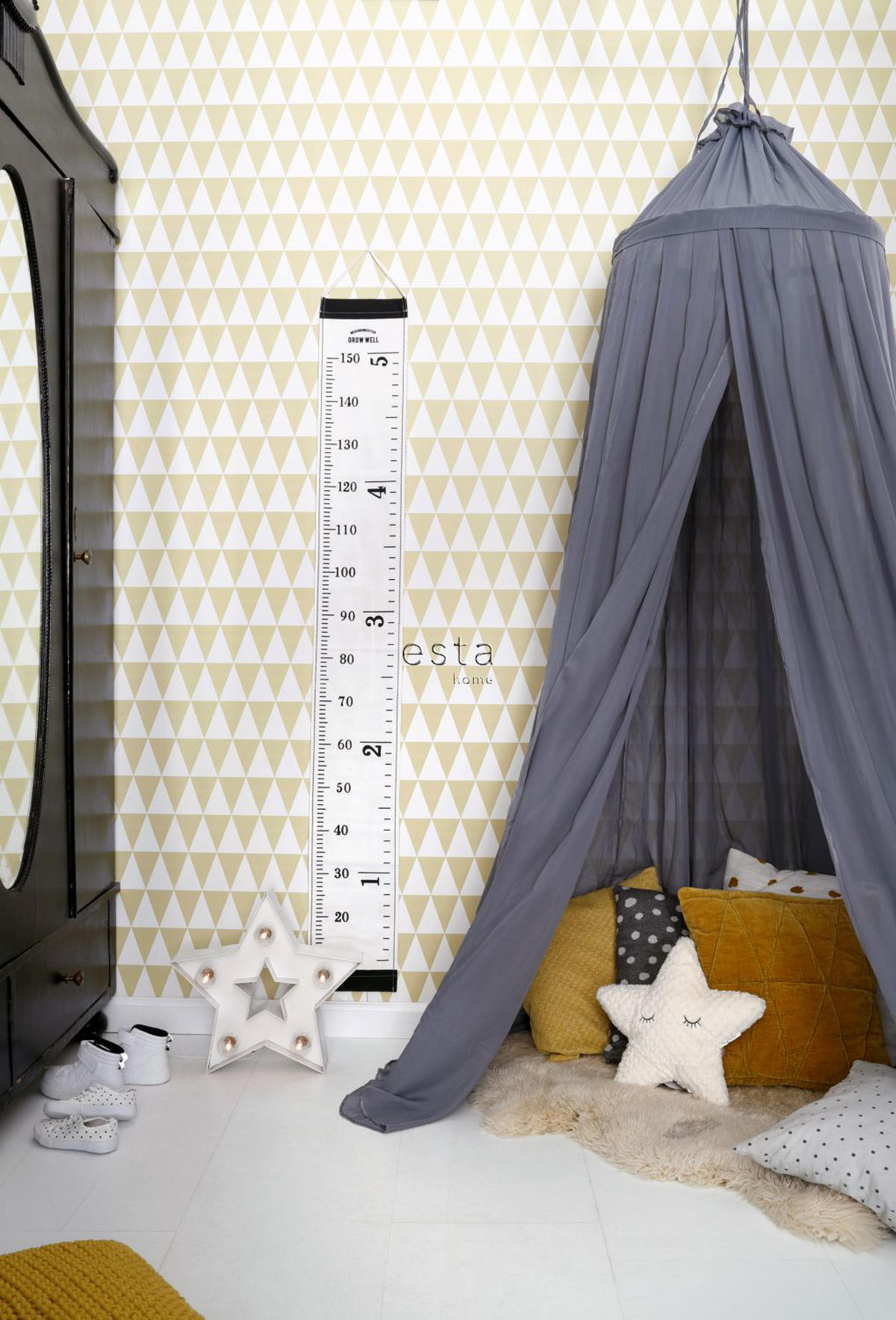 TAPETE grafische Dreiecke 53 cm x 10.05 m - Gelb, Papier (53/0.1cm) - ESTAhome