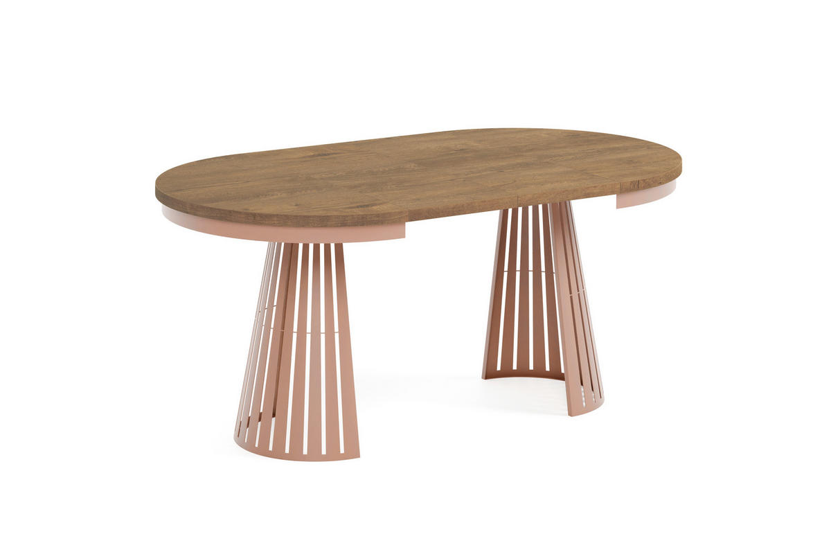 ESSTISCH Cone Bis - Dunkelbraun/Kupferfarben, Holzwerkstoff/Metall (120/100/76cm) - Meblini
