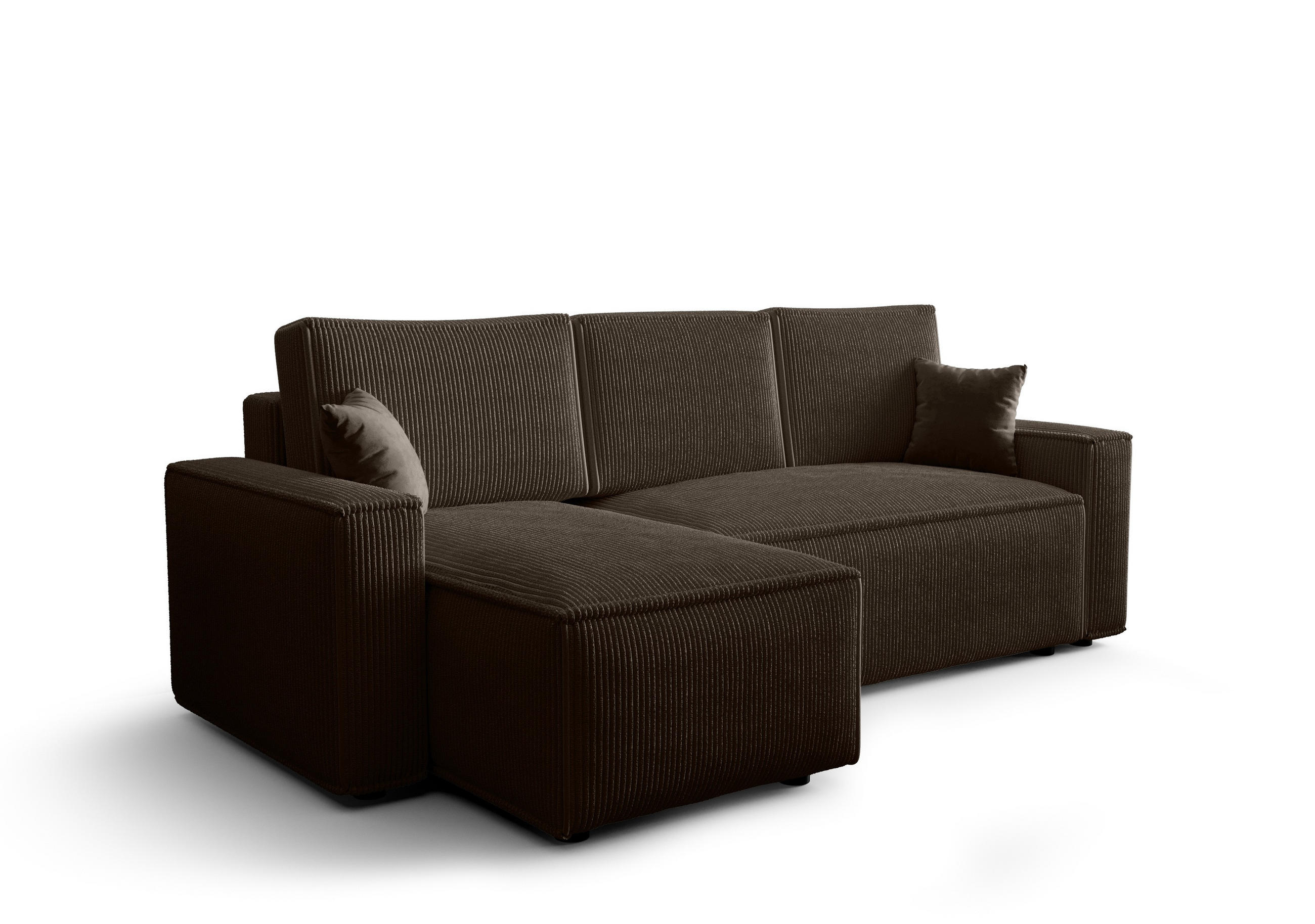 ECKSOFA L AMBRO Poso 06 Links mit Schlaffunktion - Braun, Textil (232/143cm) - Bedante