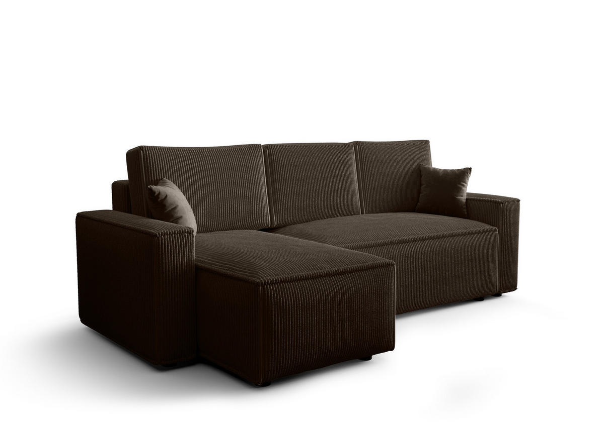 ECKSOFA L AMBRO Poso 06 Links mit Schlaffunktion - Braun, Textil (232/143cm) - Bedante