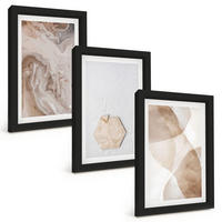 BILDER SET 3er Set - 20x30 cm Schwarzer Rahmen - Designerabstraktion der Natur - Schwarz, Kunststoff (20/30cm) - TULUP