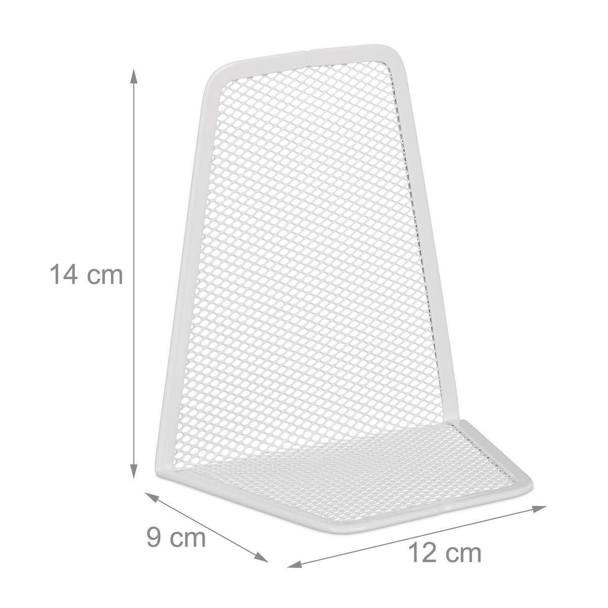2XSTOJAN na knihy - biela, kov (12/14/9cm) - Relaxdays