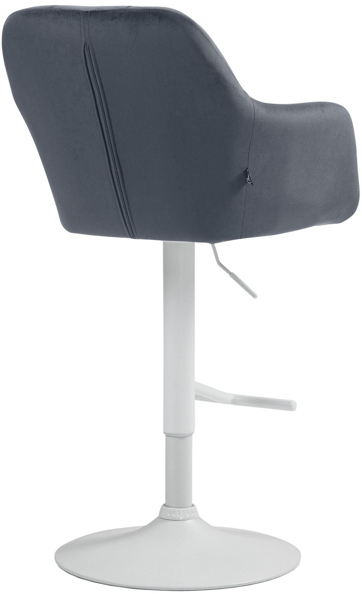 BARHOCKER Samt dunkelgrau - Dunkelgrau/Weiß, Textil (57/97/59cm) - CLP