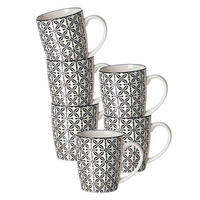 HENKELBECHER Takeo Leaves schwarz-weiß 350 ml 6er Set - Schwarz/Weiß, Keramik (0.35L) - Ritzenhoff Breker