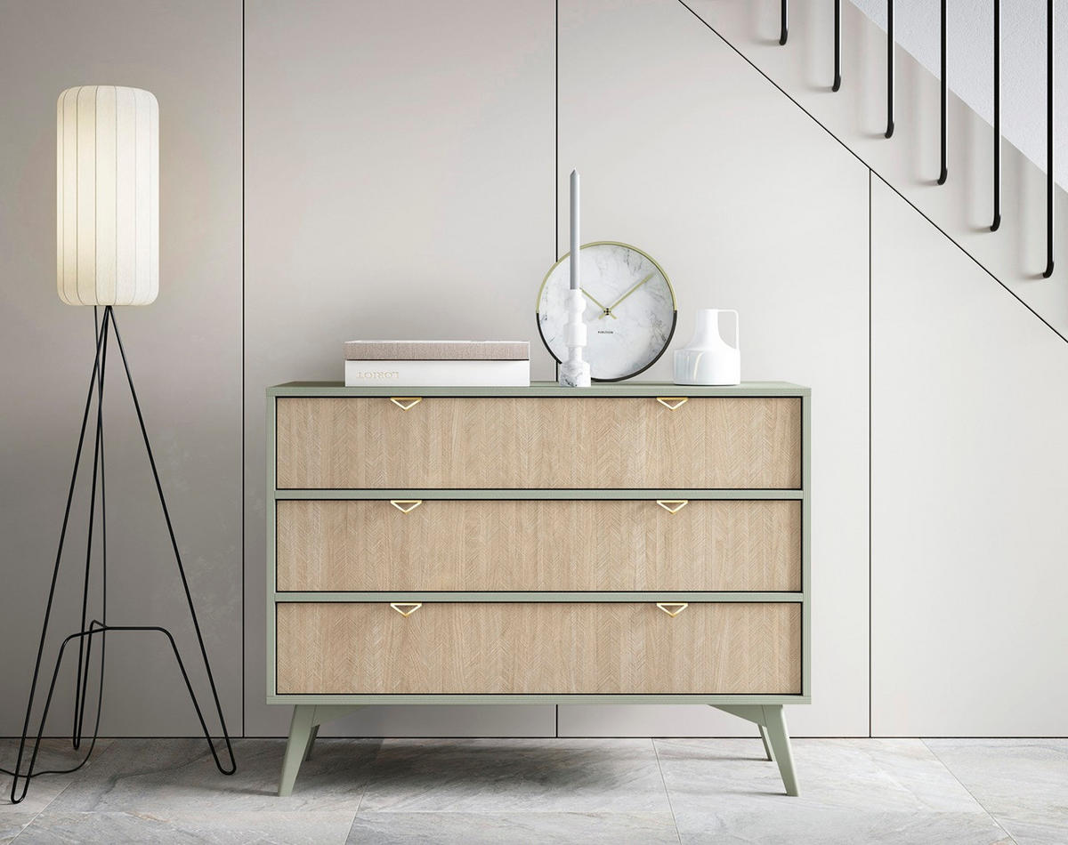 KOMMODE Firr Eukalyptus - Eukalyptusholzfarben, Holzwerkstoff (106/80/38cm) - Bettso