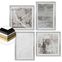 WANDBILDER 4er Set - 50x50 cm & 40x60 cm Silberner Rahmen - Abstrakte moderne Formen - Silberfarben, Kunststoff (50/50cm) - ArtPrintCave