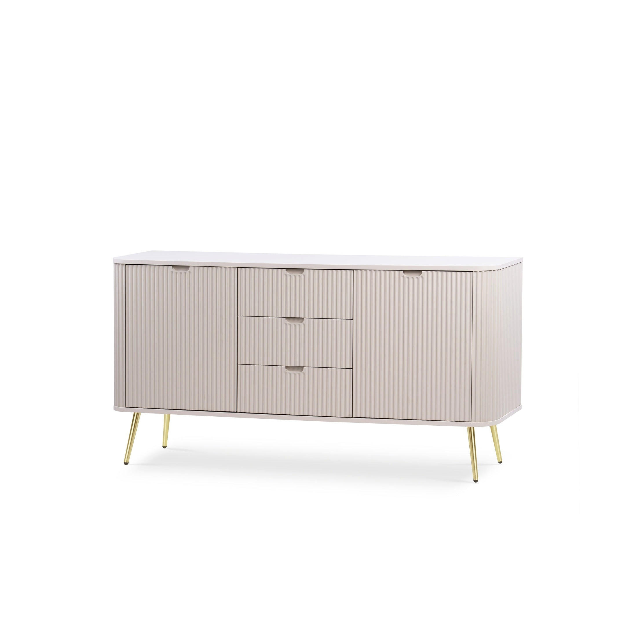 KOMMODE Eva Kaschmir, Beine Golden - Hellgrau, Holzwerkstoff (168/87/39cm) - Pillovely