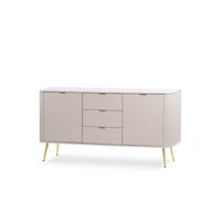 KOMMODE Eva Kaschmir, Beine Golden - Hellgrau, Holzwerkstoff (168/87/39cm) - Pillovely