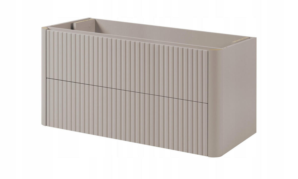 WASCHBECKENUNTERSCHRANK LINEA hängend geriffelt Kaschmir matt 100/48/44 cm - Kaschmir, Holzwerkstoff (100/48.4/43.7cm) - Rodan