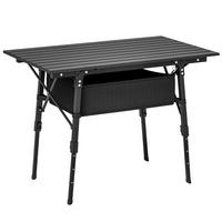 CAMPINGTISCH 90/55/45-66 cm schwarz aus Aluminium klappbar - Schwarz, Metall (90/55/66cm) - OKWISH