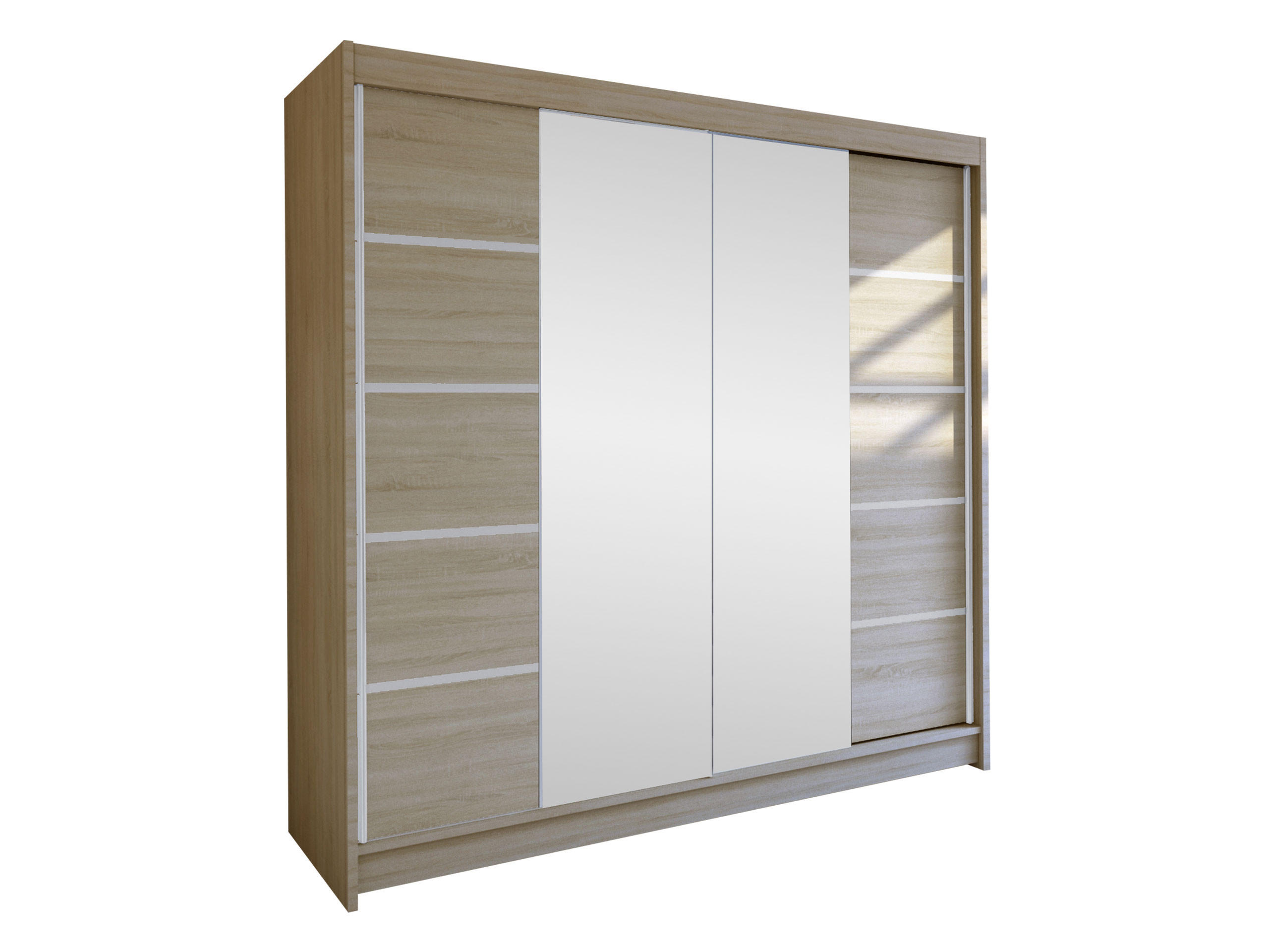 SCHWEBETÜRENSCHRANK Talin V - Kaschmir/Silberfarben, Holzwerkstoff/Metall (180/215/58cm) - MIRJAN24